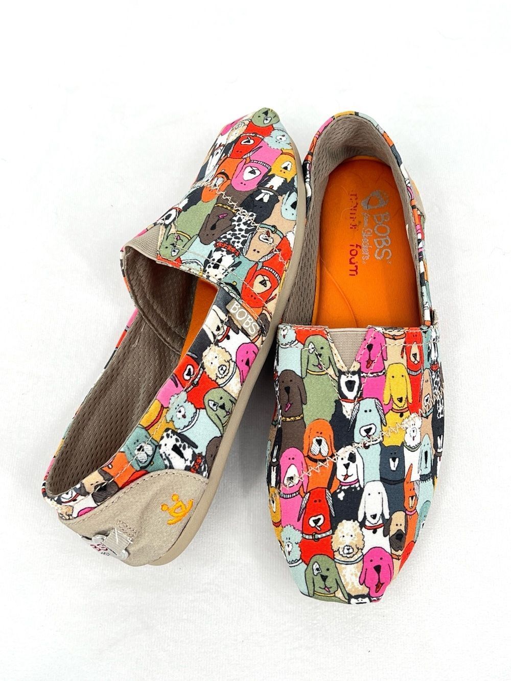 BOBS Skechers Plush Paws for Dogs Multi Dog Print Slip On Flats Women’s 8.5